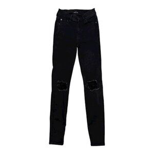 American Eagle Next Level Stretch High Rise Jean Jeggings 00 Regular Black EUC